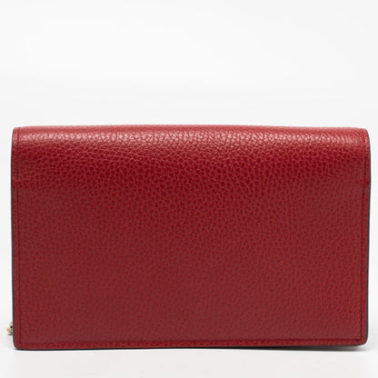 Gucci Red Leather Interlocking G Flap Chain Clutch