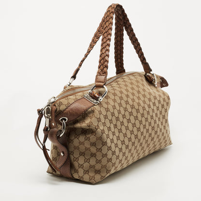 Gucci Brown/Beige GG Canvas Medium Bamboo Bar Tote