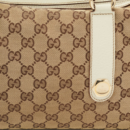 Gucci White/Beige GG Canvas Small Charmy Boston Bag