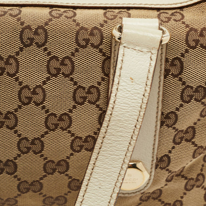 Gucci White/Beige GG Canvas Small Charmy Boston Bag