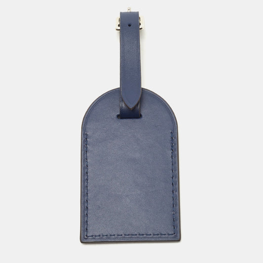 LOUIS VUITTON Navy Blue Leather Luggage Name Tag