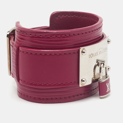 LOUIS VUITTON Fuschia Pink Vernis Infinit Gold Tone Cuff Bracelet 17
