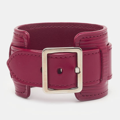 LOUIS VUITTON Fuschia Pink Vernis Infinit Gold Tone Cuff Bracelet 17