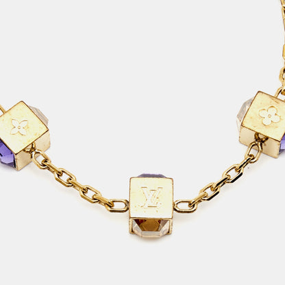LOUIS VUITTON Gamble Crystals Gold Tone Bracelet