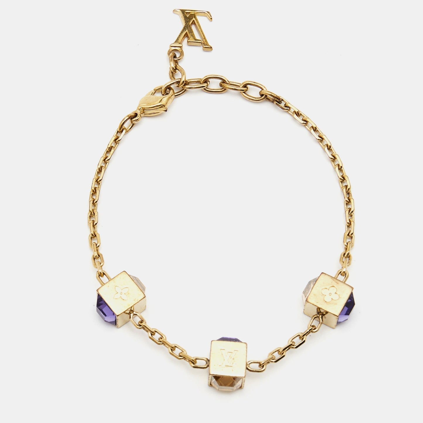 LOUIS VUITTON Gamble Crystals Gold Tone Bracelet