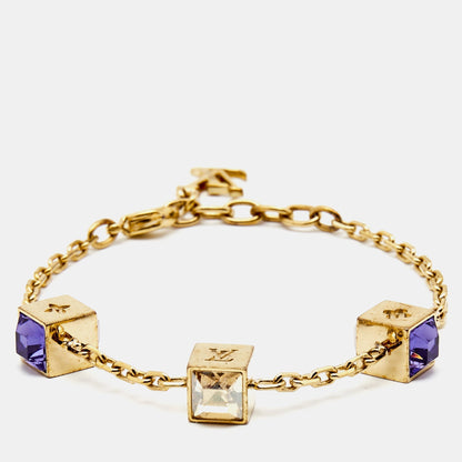 LOUIS VUITTON Gamble Crystals Gold Tone Bracelet