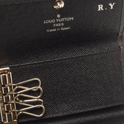 LOUIS VUITTON Black Leather 4 Key Holder