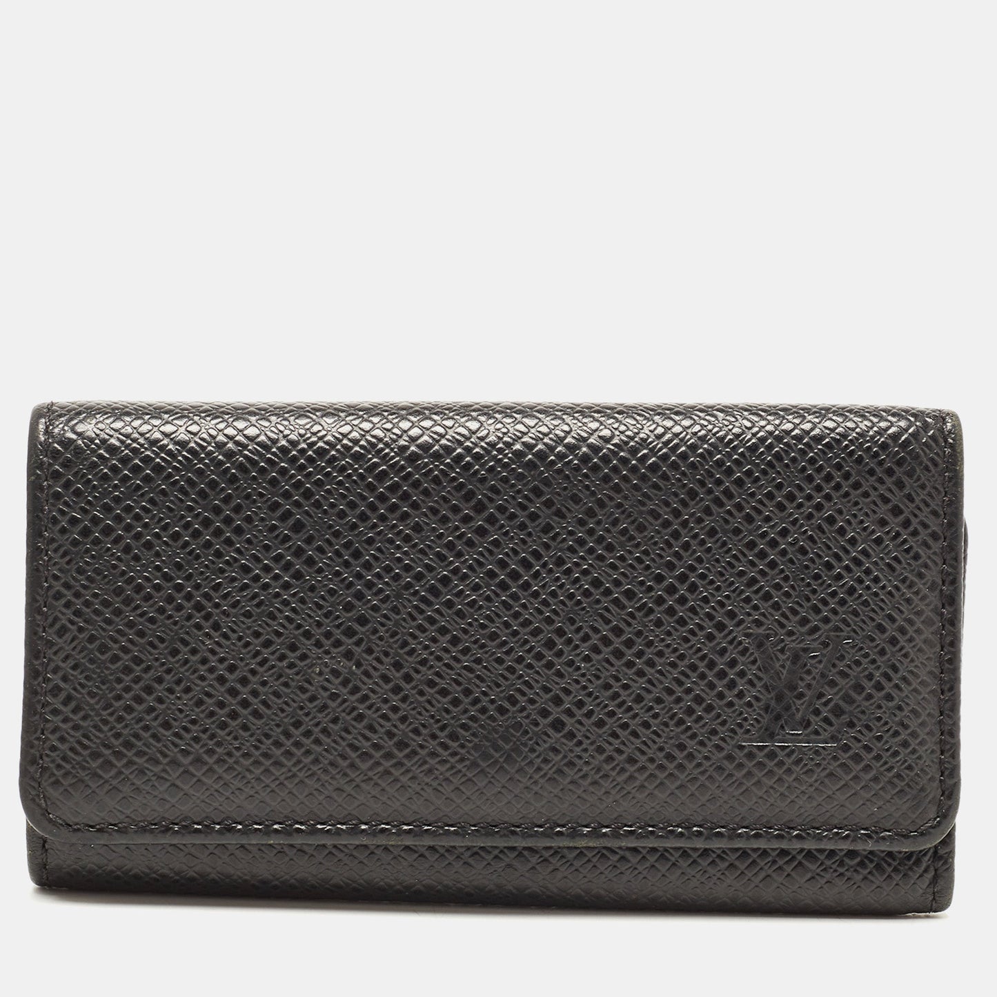 LOUIS VUITTON Black Leather 4 Key Holder