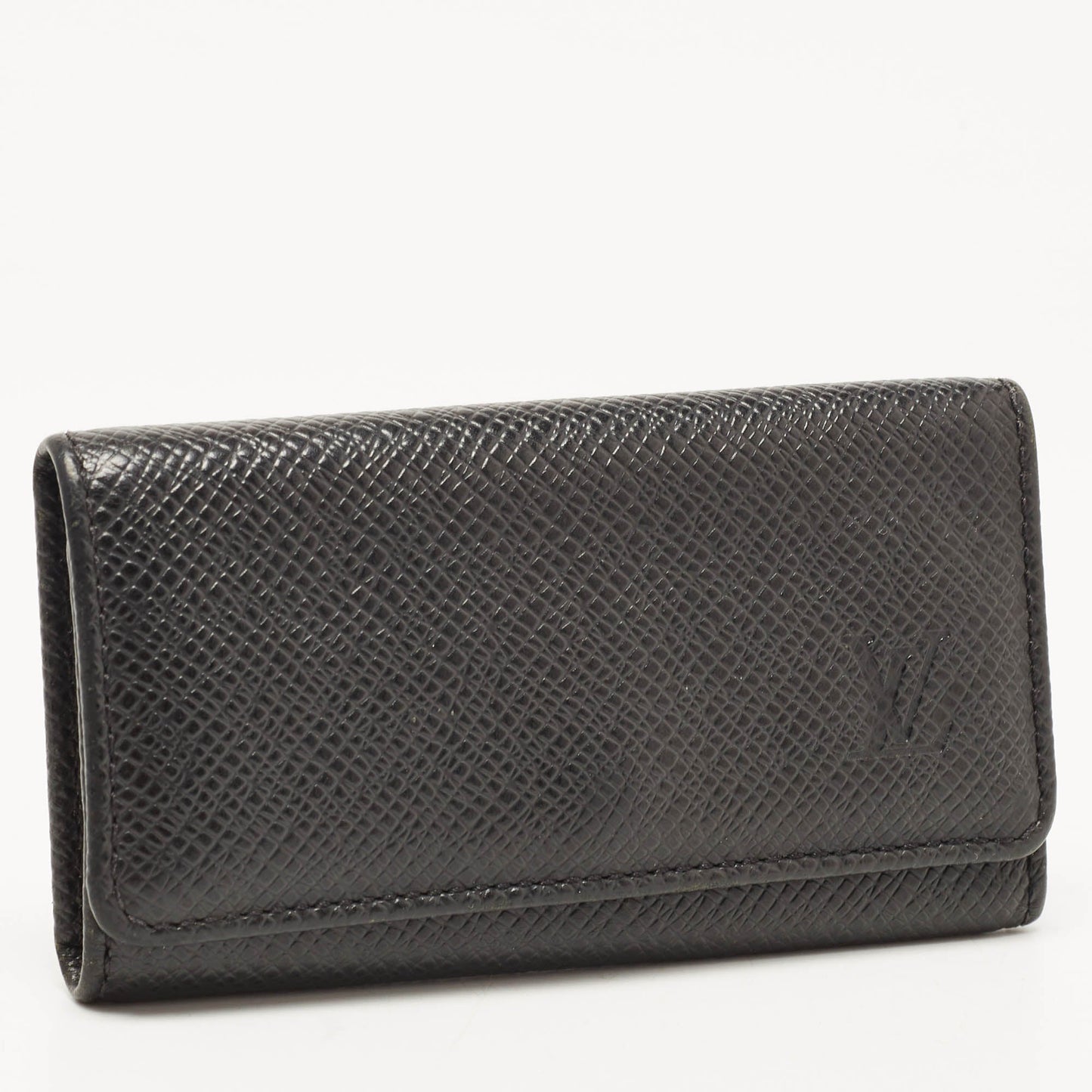 LOUIS VUITTON Black Leather 4 Key Holder