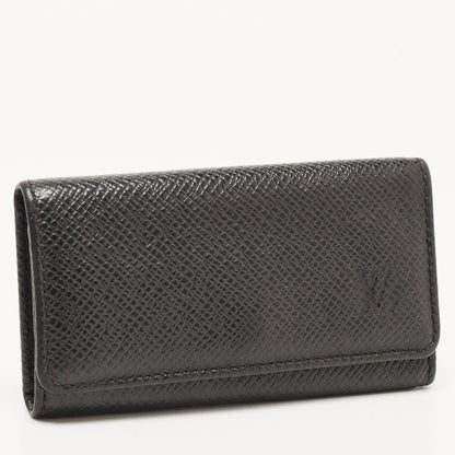 LOUIS VUITTON Black Leather 4 Key Holder