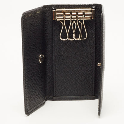 LOUIS VUITTON Black Leather 4 Key Holder
