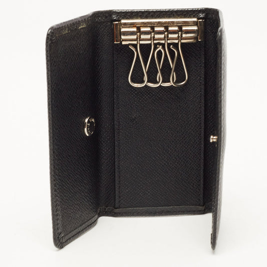 LOUIS VUITTON Black Leather 4 Key Holder