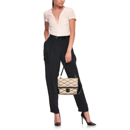 Louis Vuitton Beige/Black Leather Malletage Pochette Flap Bag