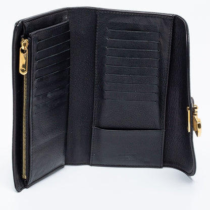Louis Vuitton Black Monogram Mahina Leather Amelia Wallet