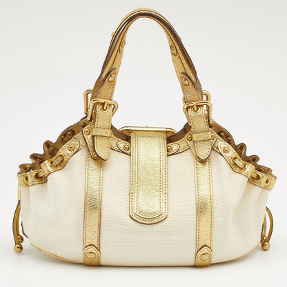 Louis Vuitton Cream/Gold Canvas and Leather Antigua Theda PM Bag