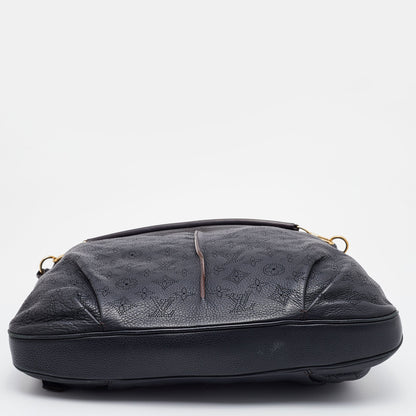 LOUIS VUITTON Black Monogram Mahina Leather Selene MM Bag