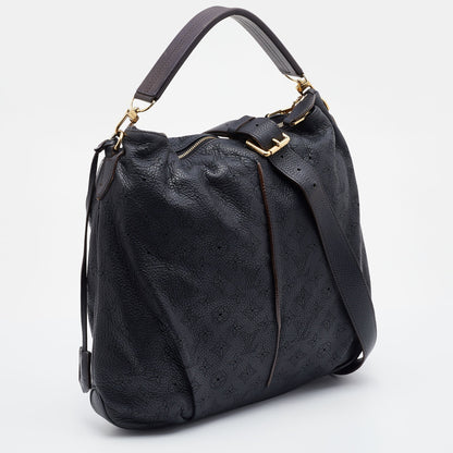 LOUIS VUITTON Black Monogram Mahina Leather Selene MM Bag