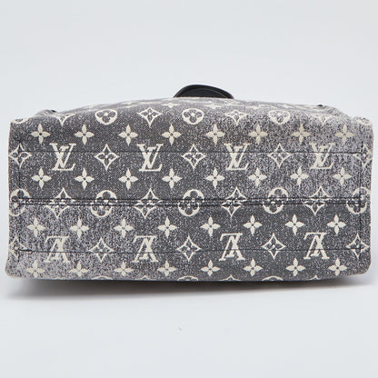 LOUIS VUITTON Black Monogram Denim and Leather OnTheGo MM Bag