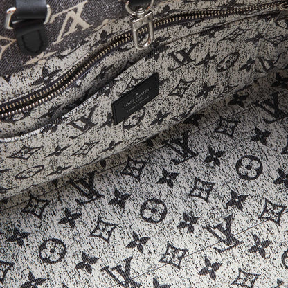 LOUIS VUITTON Black Monogram Denim and Leather OnTheGo MM Bag