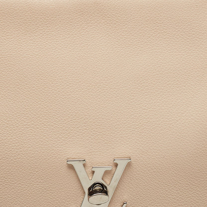 LOUIS VUITTON Beige/Blue Leather Lockme II Top Handle Bag