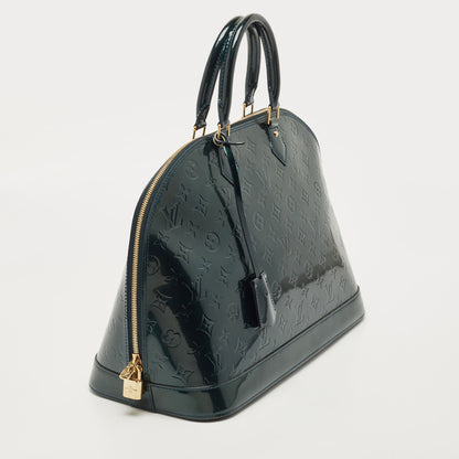 LOUIS VUITTON Bleu Nuit  Monogram Vernis Alma GM Bag