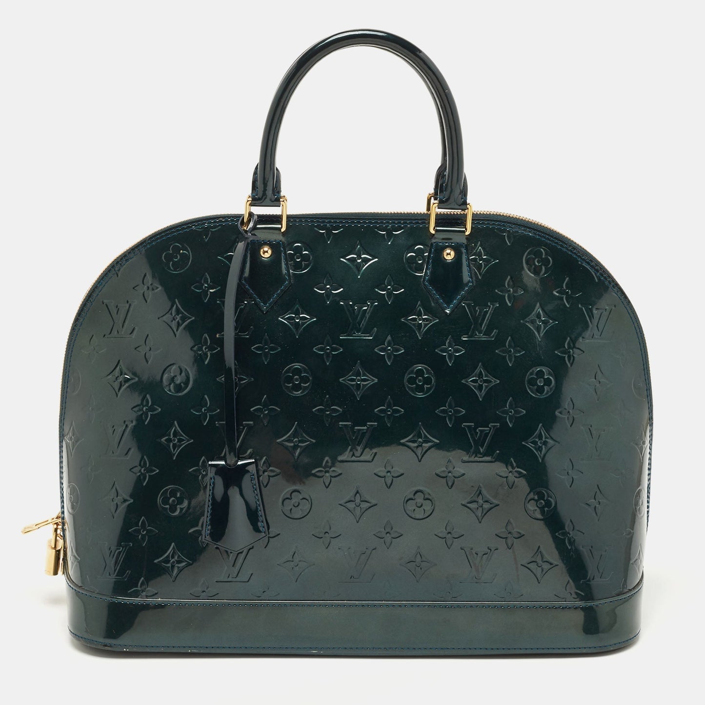 LOUIS VUITTON Bleu Nuit  Monogram Vernis Alma GM Bag