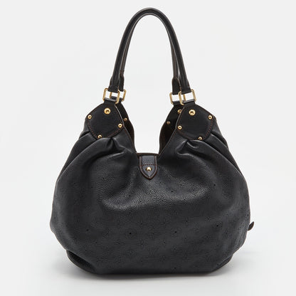 LOUIS VUITTON Black Monogram Mahina Leather L Bag
