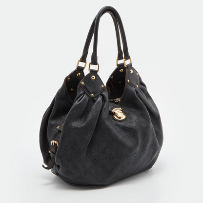 LOUIS VUITTON Black Monogram Mahina Leather L Bag
