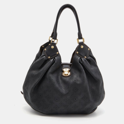 LOUIS VUITTON Black Monogram Mahina Leather L Bag