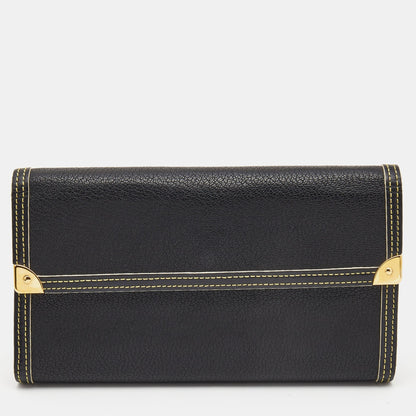 LOUIS VUITTON Black Leather Porte Tresor International Wallet