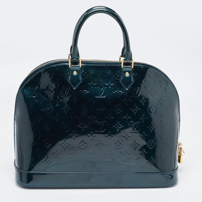 LOUIS VUITTON Blue Nuit Monogram Vernis Alma GM Bag