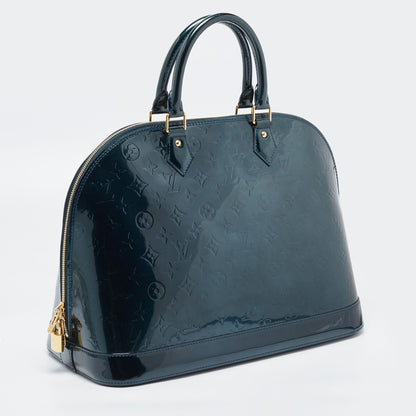 LOUIS VUITTON Blue Nuit Monogram Vernis Alma GM Bag