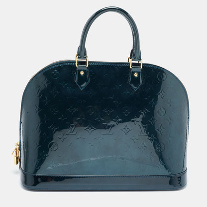 LOUIS VUITTON Blue Nuit Monogram Vernis Alma GM Bag