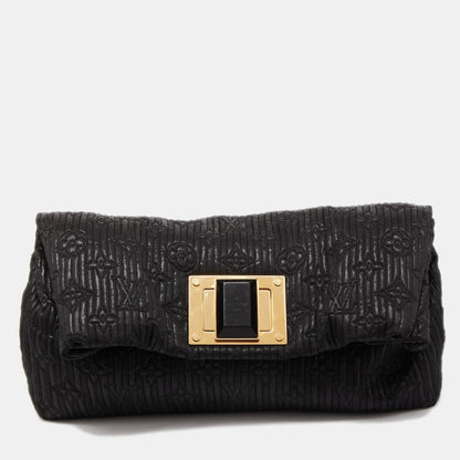 LOUIS VUITTON Black Shimmering Monogram Jacquard Limited Edition Altair Clutch