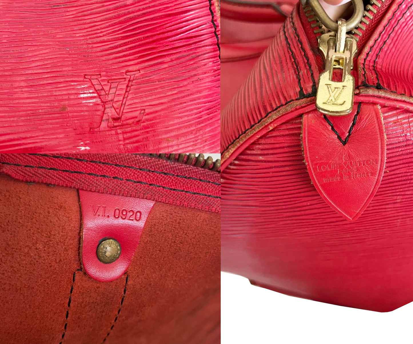 LOUIS VUITTON Red Epi Leather Keepall 50 Travel Bag
