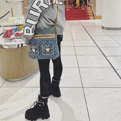 LOUIS VUITTON Denim Monogram Denim Baggy GM Bag