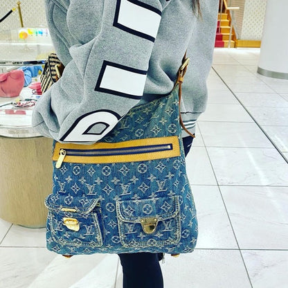 LOUIS VUITTON Denim Monogram Denim Baggy GM Bag
