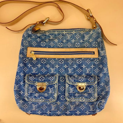 LOUIS VUITTON Denim Monogram Denim Baggy GM Bag