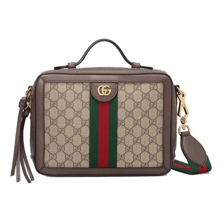 (WMNS) GUCCI Ophidia Logo Stripe Webbing Tassel Canvas handbag Small / Brown Retro Classic 550622-K05NG-8745