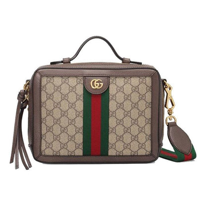 (WMNS) GUCCI Ophidia Logo Stripe Webbing Tassel Canvas handbag Small / Brown Retro Classic 550622-K05NG-8745