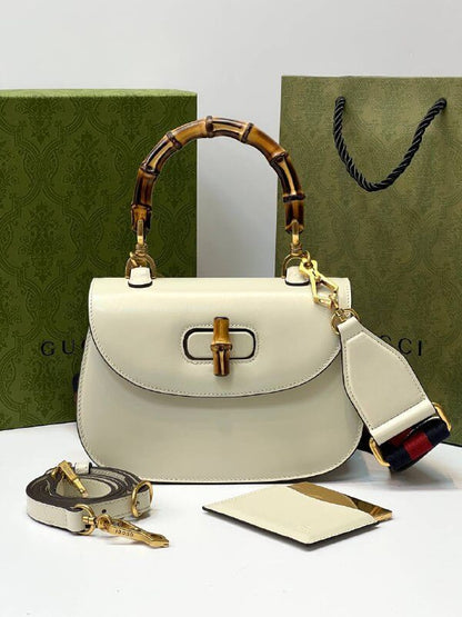 Gucci Bamboo 1947 mini top handle bag white