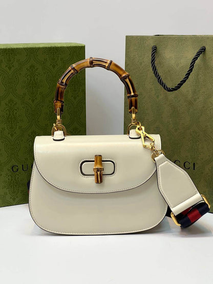 Gucci Bamboo 1947 mini top handle bag white