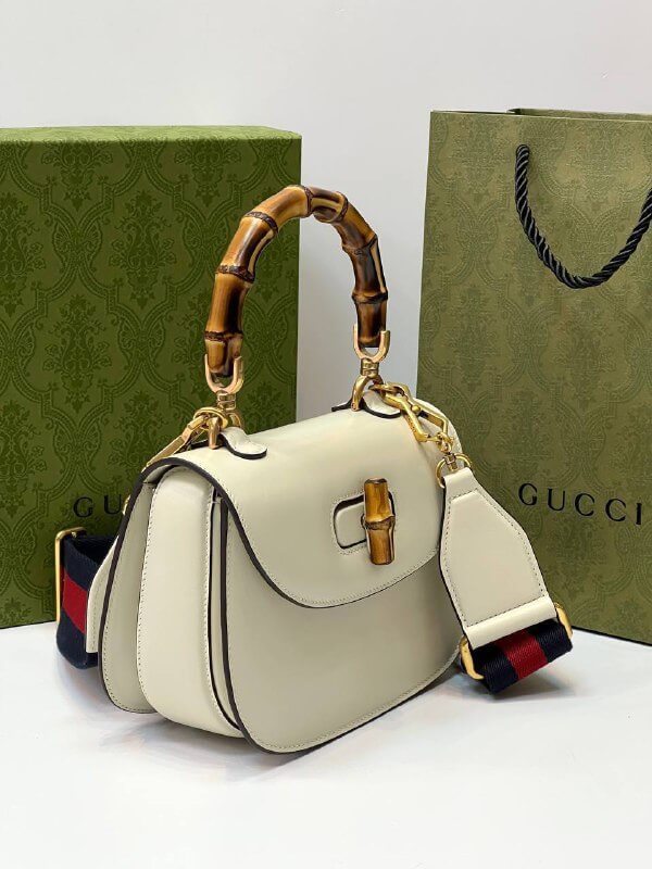 Gucci Bamboo 1947 mini top handle bag white