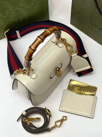 Gucci Bamboo 1947 mini top handle bag white