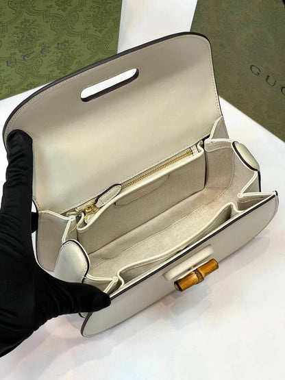 Gucci Bamboo 1947 mini top handle bag white