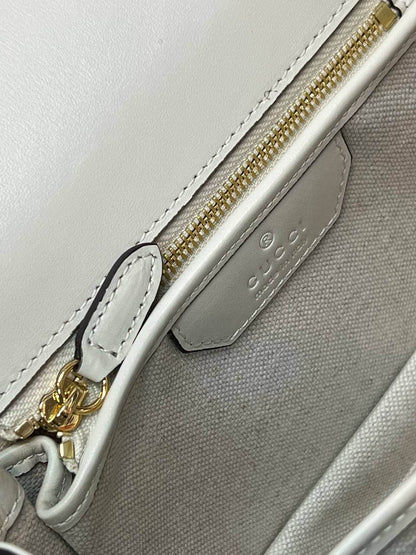 Gucci Bamboo 1947 mini top handle bag white