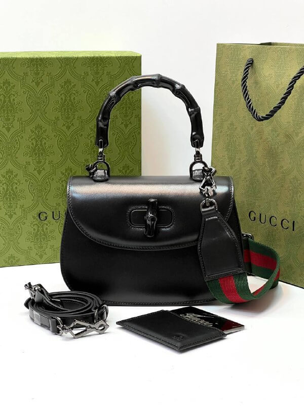 Gucci Bamboo 1947 mini top handle bag black