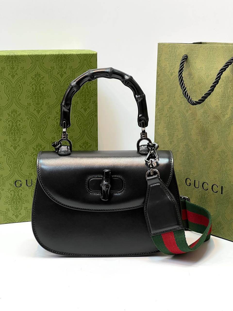 Gucci Bamboo 1947 mini top handle bag black