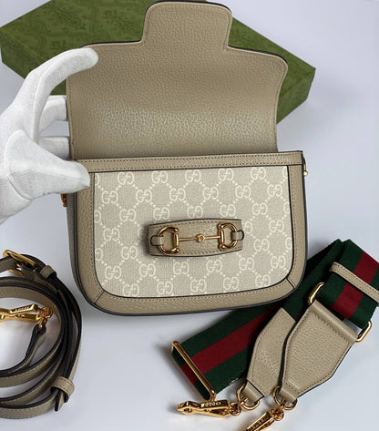Gucci Horsebit 1955 shoulder bag white