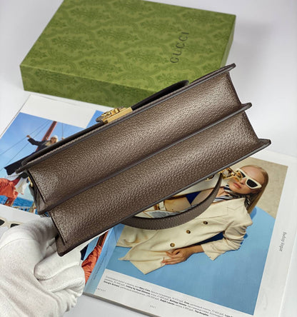 Gucci Ophidia small top handle bag Beige and ebony GG Supreme canvas